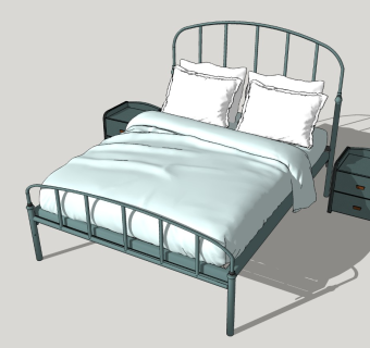 简欧双人床SU模型下载